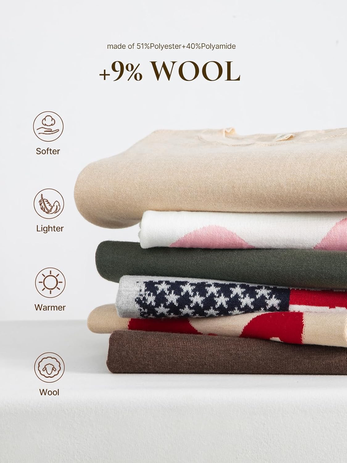 EVALESS Spring Sweaters for Women 2026 Trendy Wool Blend Sweaters Long Sleeve Crewneck Spring Outfits Pullover Sweater Tops